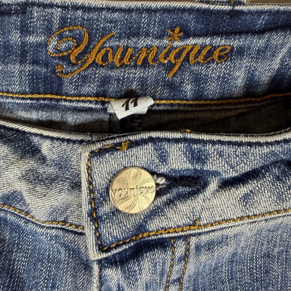 Younique Womens Studded Medium‎ Wash Denim Jeans Blue Size 11 Vintage Y2K